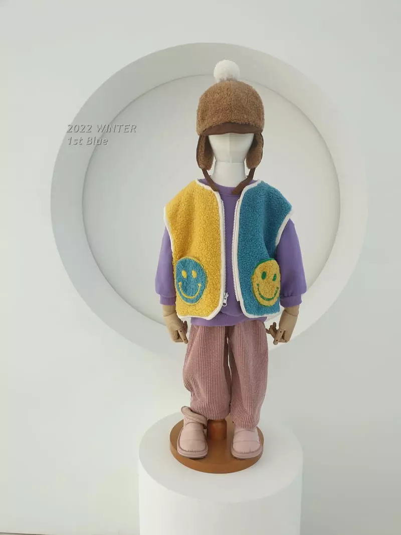 1st Blue - Korean Children Fashion - #kidzfashiontrend - Smile Pocket Vest