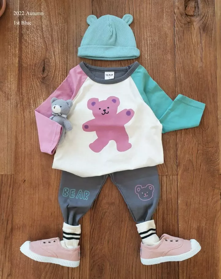 1st Blue - Korean Children Fashion - #Kfashion4kids - Bear Raglan Tee - 4