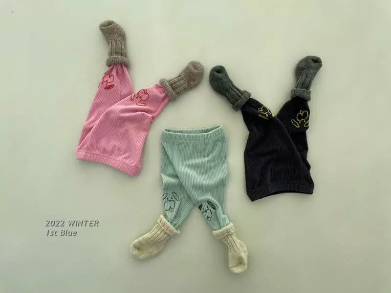 1st Blue - Korean Children Fashion - #magicofchildhood - Veloure Puppy Leggings - 2