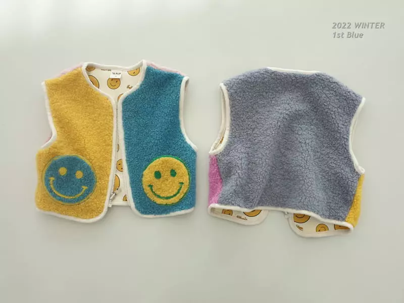 1st Blue - Korean Children Fashion - #littlefashionista - Smile Pocket Vest - 4