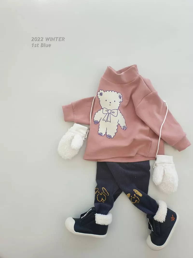 1st Blue - Korean Children Fashion - #minifashionista - Bear Short Turtleneck Tee - 2