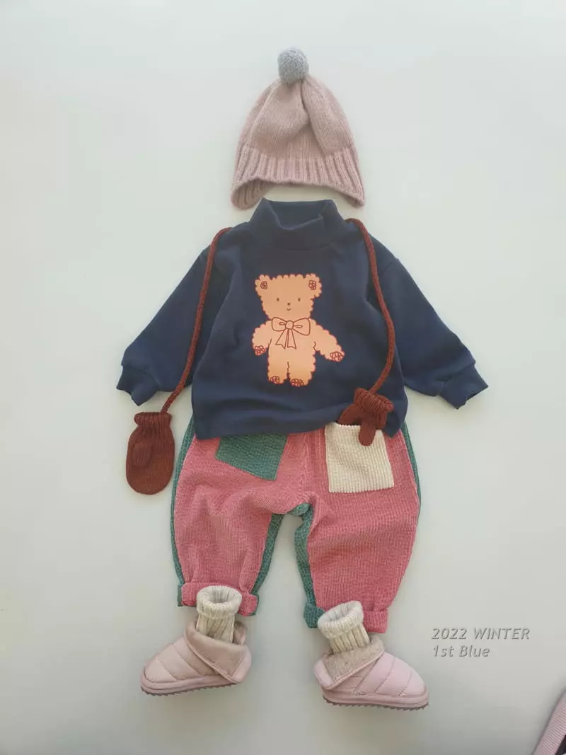 1st Blue - Korean Children Fashion - #prettylittlegirls - Bear Short Turtleneck Tee - 3