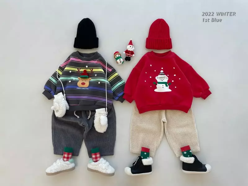1st Blue - Korean Children Fashion - #stylishchildhood - Merry Swearshirt