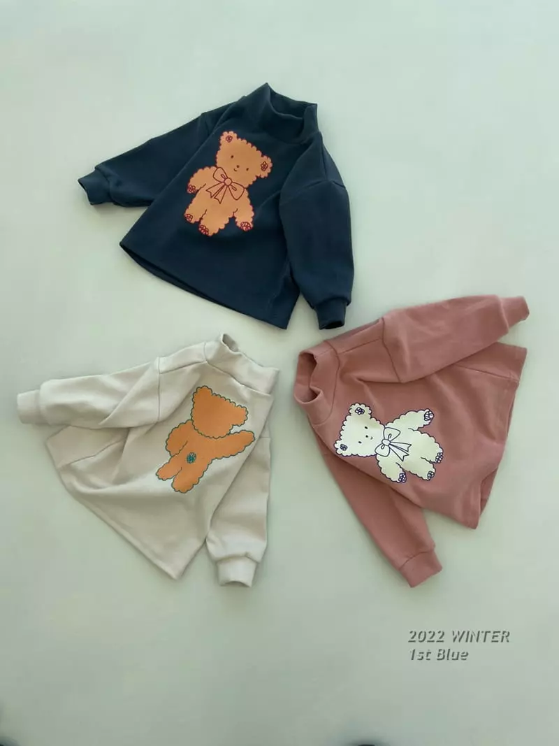 1st Blue - Korean Children Fashion - #prettylittlegirls - Bear Short Turtleneck Tee - 4