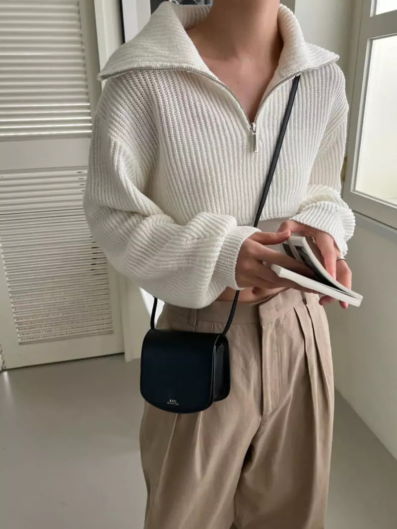 3.Another - Korean Women Fashion - #momslook - Crop Zip-up Knit Tee - 10