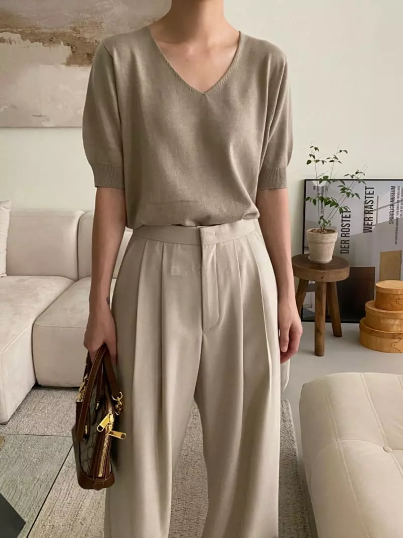 3.Another - Korean Women Fashion - #momslook - V Whole Gament Knit Tee - 10