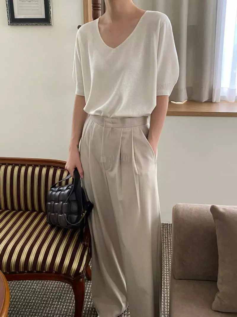 3.Another - Korean Women Fashion - #momslook - V Whole Gament Knit Tee - 2