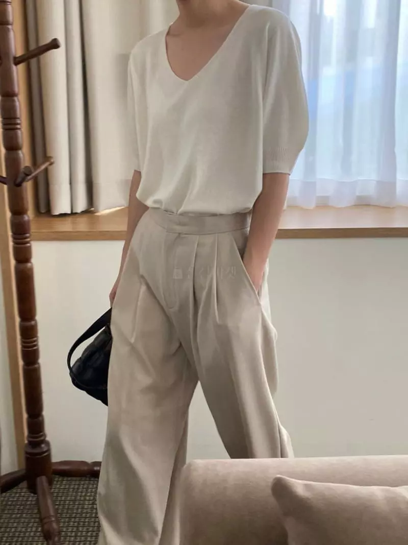 3.Another - Korean Women Fashion - #womensfashion - V Whole Gament Knit Tee - 4