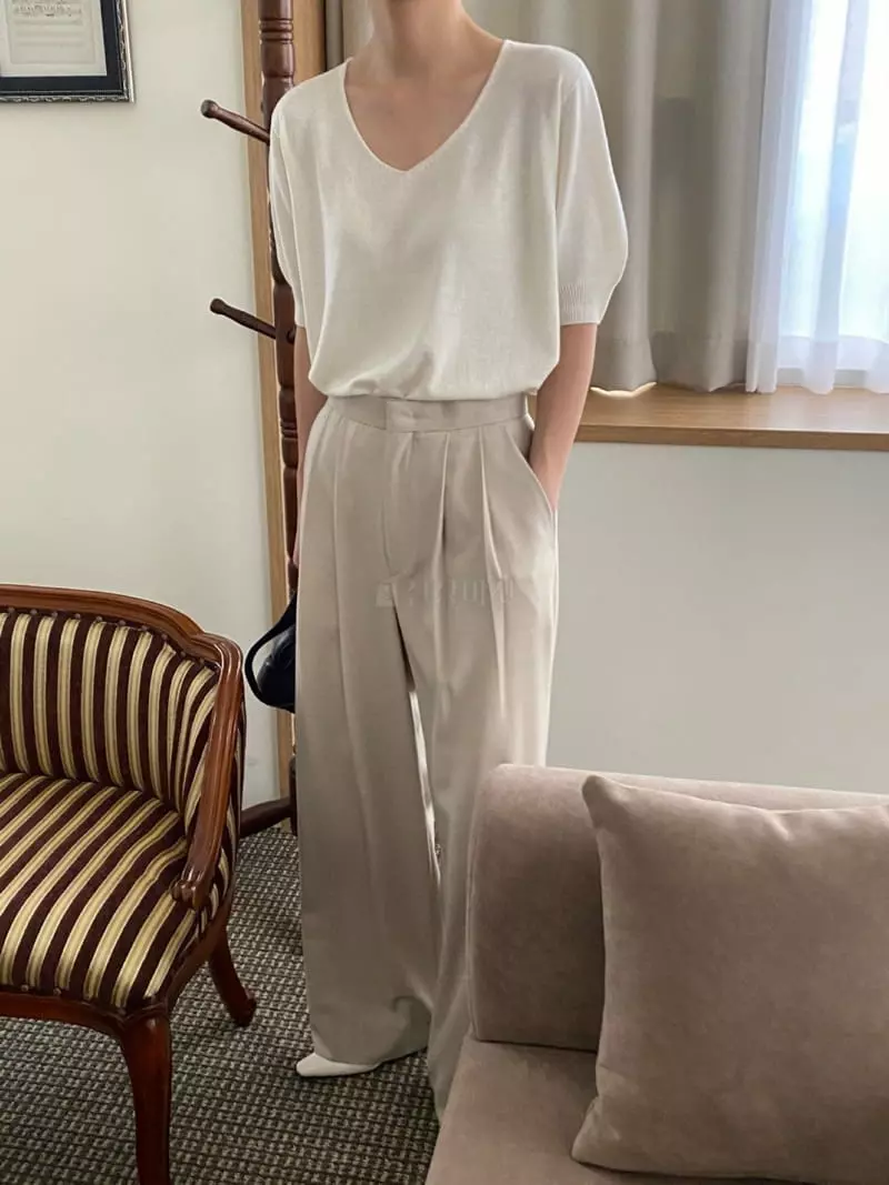 3.Another - Korean Women Fashion - #momslook - V Whole Gament Knit Tee - 6