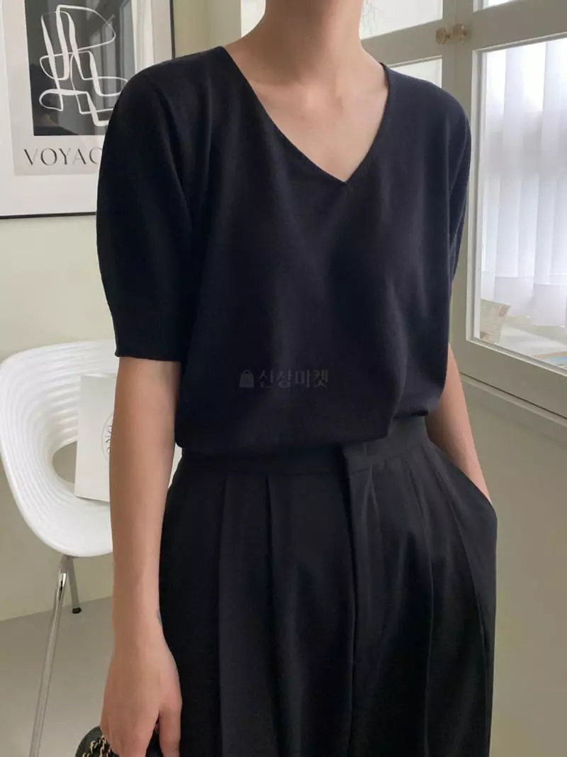 3.Another - Korean Women Fashion - #momslook - V Whole Gament Knit Tee - 8