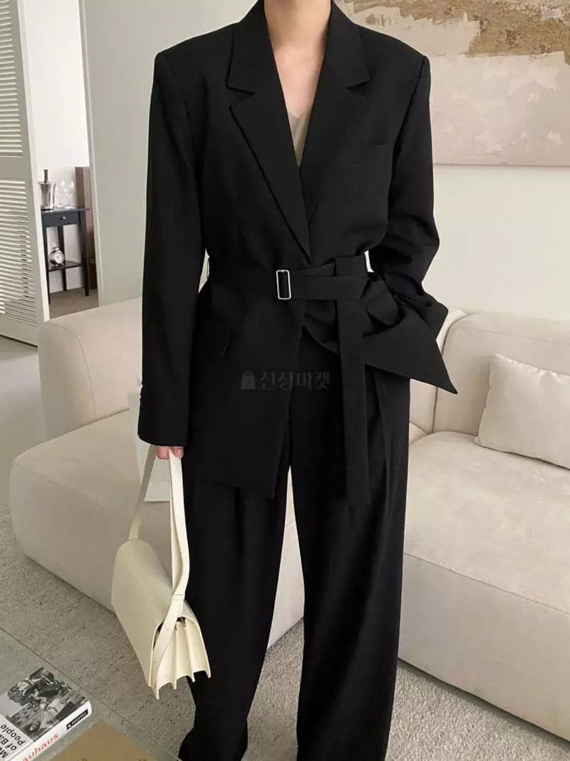 3.Another - Korean Women Fashion - #momslook - Moeden Belted Jacket