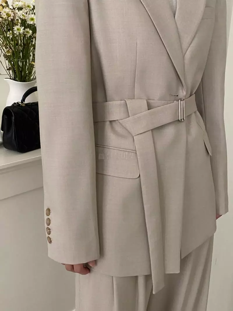 3.Another - Korean Women Fashion - #momslook - Moeden Belted Jacket - 11