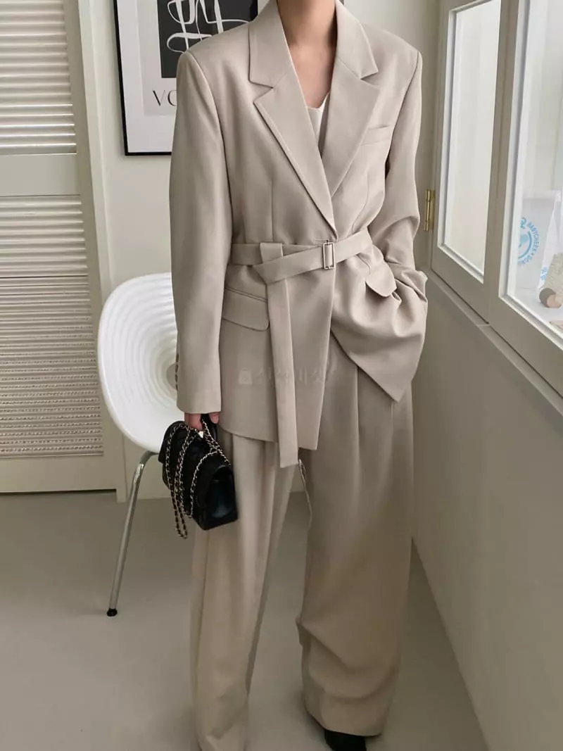 3.Another - Korean Women Fashion - #momslook - Moeden Belted Jacket - 9