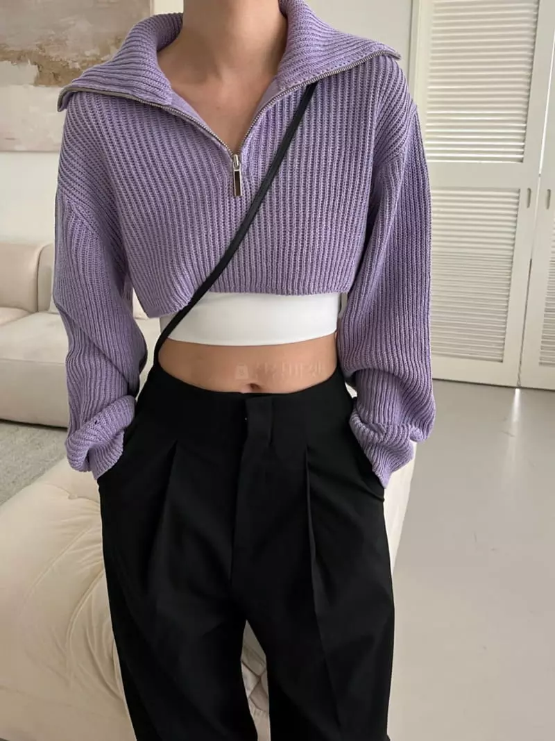 3.Another - Korean Women Fashion - #womensfashion - Crop Zip-up Knit Tee - 7