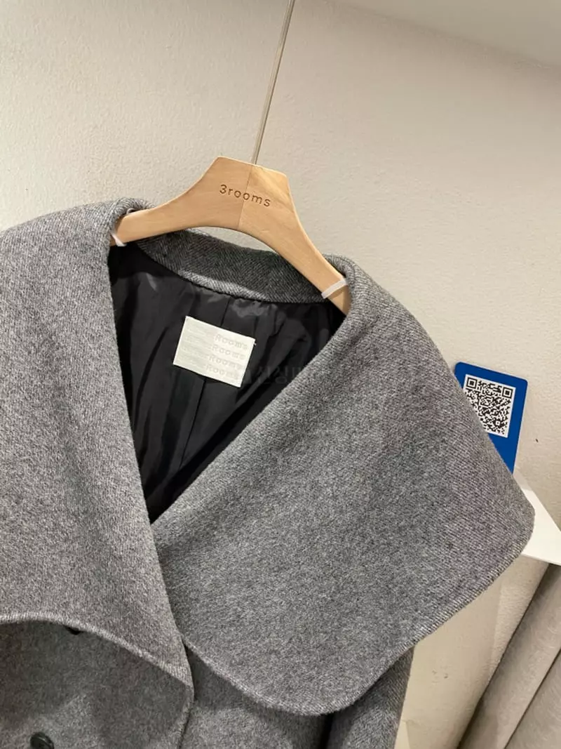3Rooms - Korean Women Fashion - #momslook - Big Collar Double Long Coat - 5