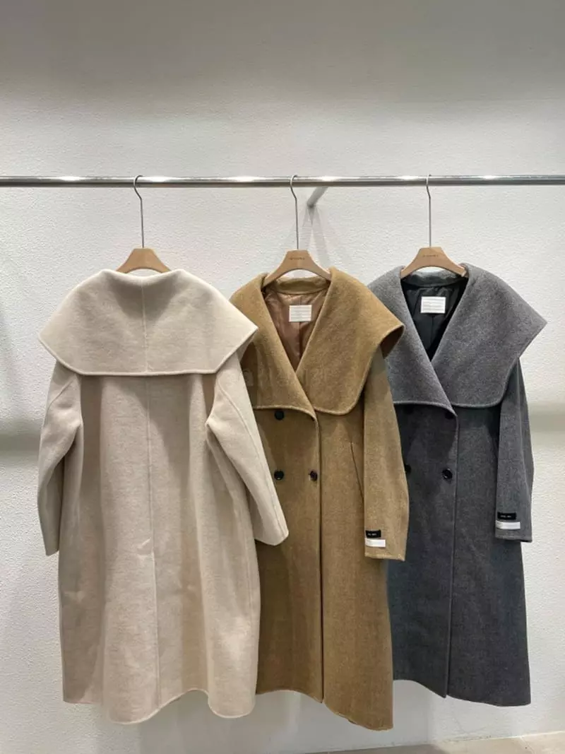 3Rooms - Korean Women Fashion - #momslook - Big Collar Double Long Coat - 7