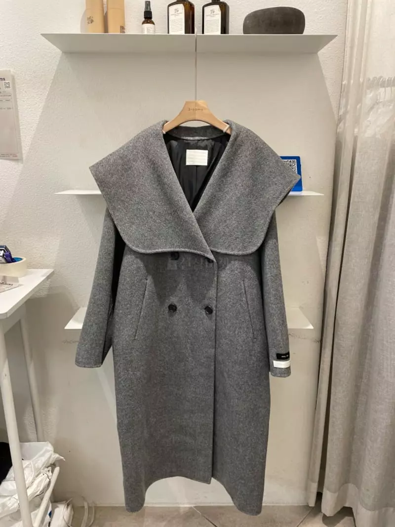3Rooms - Korean Women Fashion - #momslook - Big Collar Double Long Coat - 4