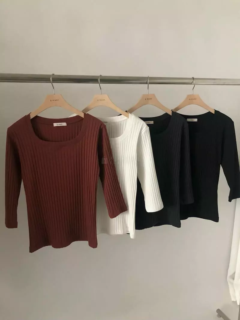 A Want - Korean Women Fashion - #momslook - Under Square Tee - 7