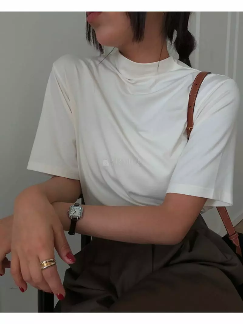 A Want - Korean Women Fashion - #momslook - Half Turtleneck Tee - 2