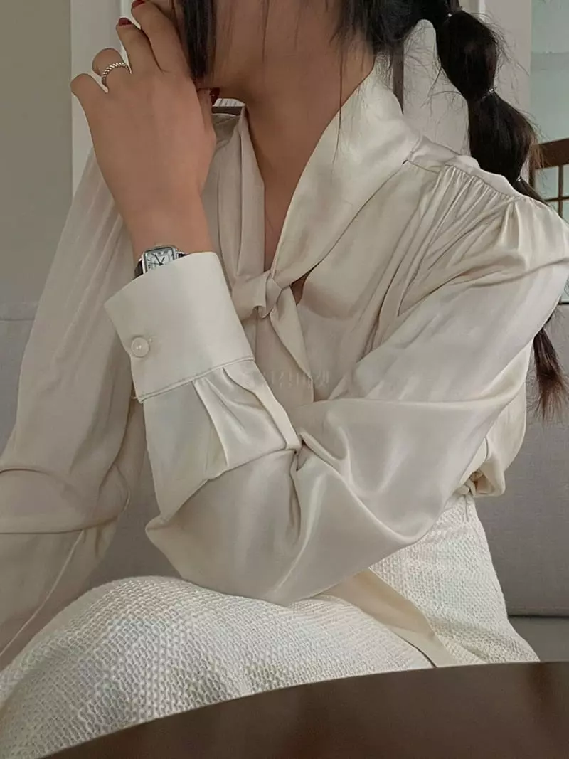 A Want - Korean Women Fashion - #momslook - Liv Tie Blouse - 3