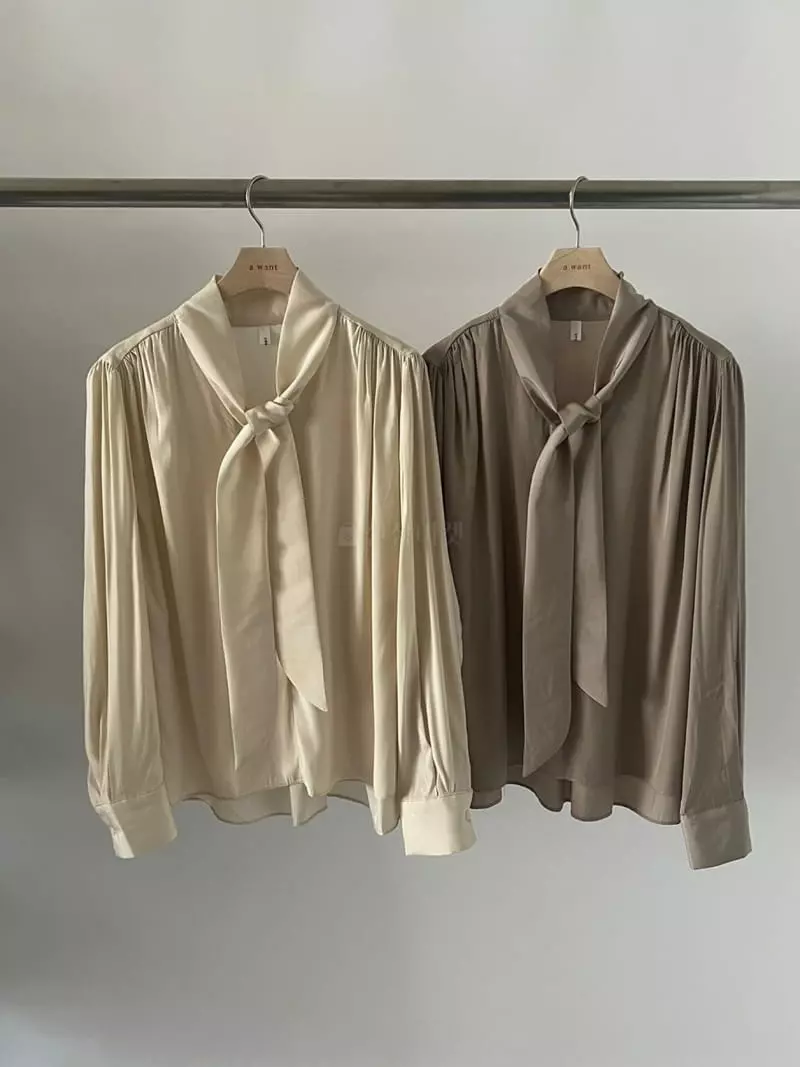 A Want - Korean Women Fashion - #momslook - Liv Tie Blouse - 6