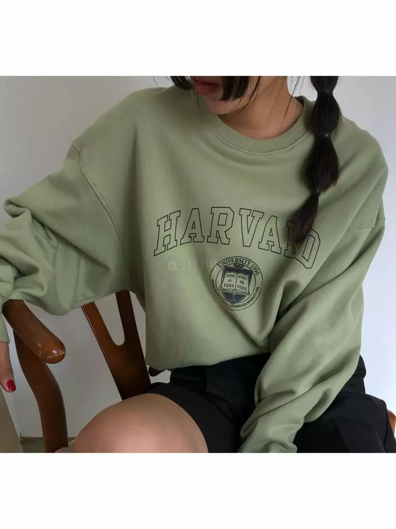 A Want - Korean Women Fashion - #momslook - Havard Sweatshirt - 2