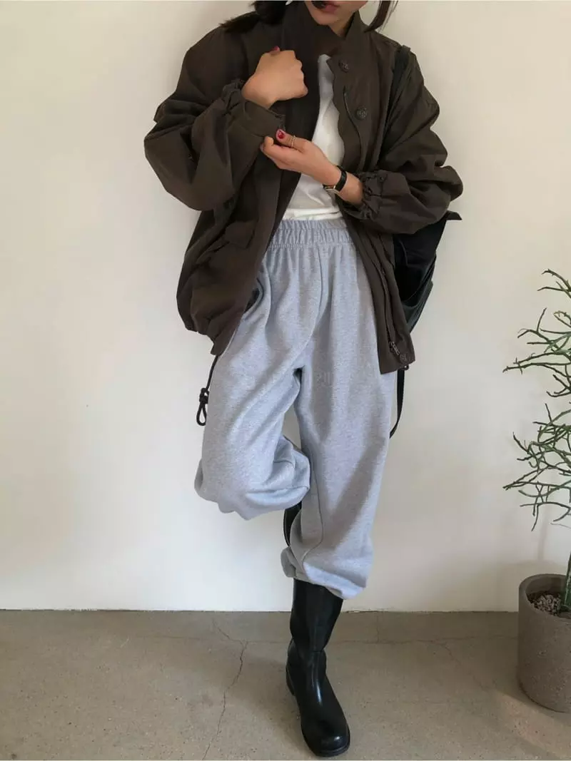 A Want - Korean Women Fashion - #momslook - Bird Terry Pants - 7