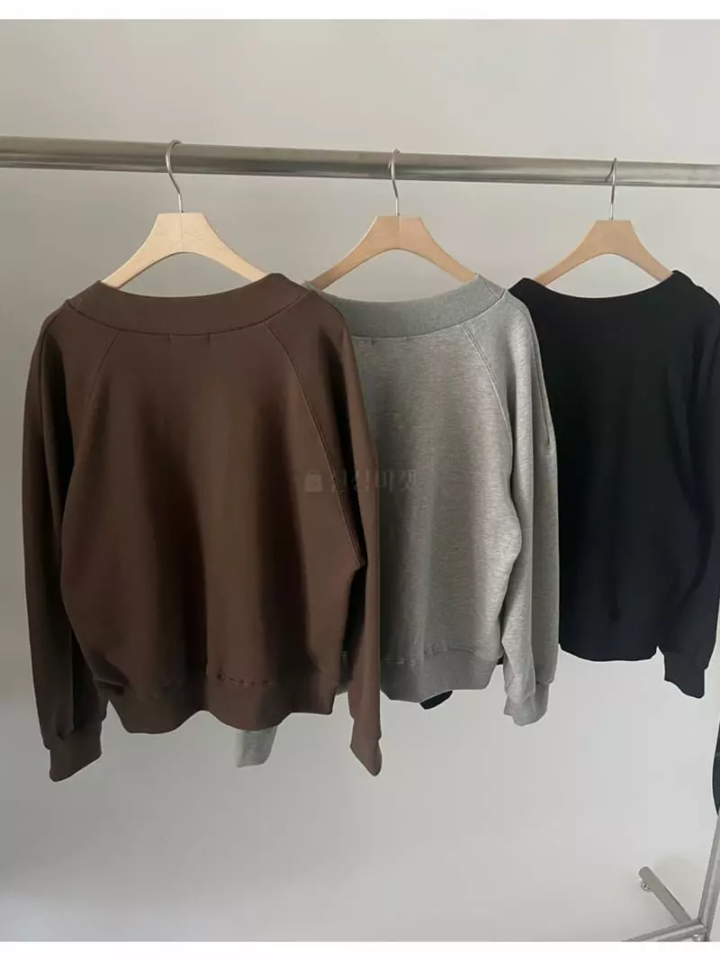 A Want - Korean Women Fashion - #romanticstyle - Nomal V Neck Sweatshirt - 10