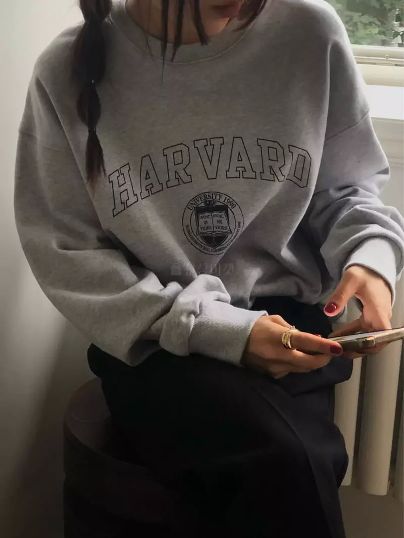 A Want - Korean Women Fashion - #vintageinspired - Havard Sweatshirt - 5
