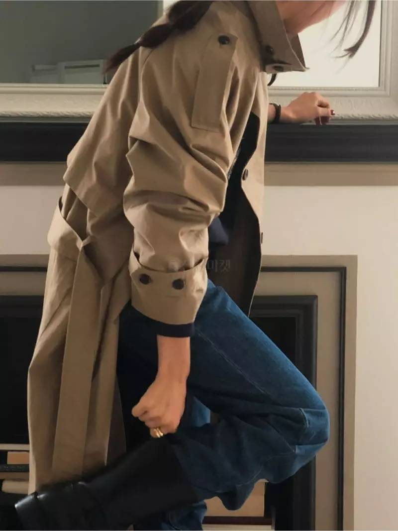 A Want - Korean Women Fashion - #momslook - Belted Trench Coat - 4