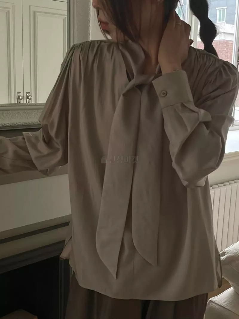 A Want - Korean Women Fashion - #momslook - Liv Tie Blouse - 4