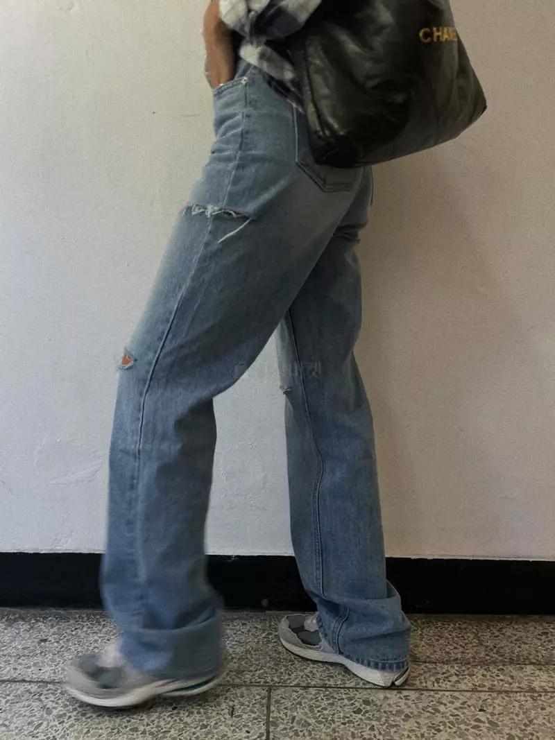 Abbeylee - Korean Women Fashion - #restrostyle - Over Leck Jeans - 3