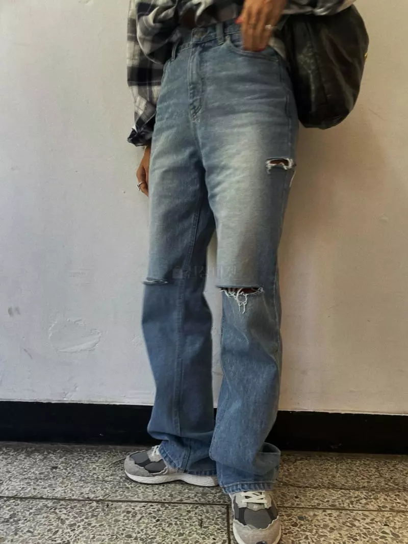 Abbeylee - Korean Women Fashion - #restrostyle - Over Leck Jeans - 4