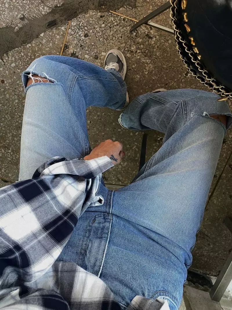 Abbeylee - Korean Women Fashion - #womensfashion - Over Leck Jeans - 9