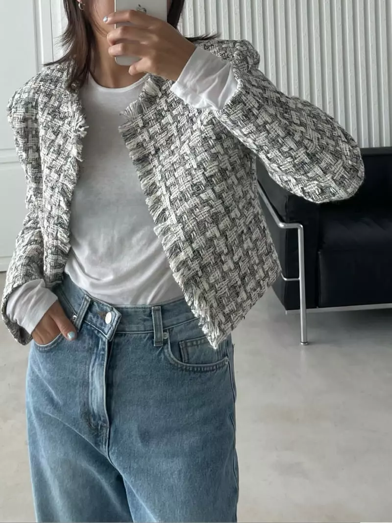 Acme - Korean Women Fashion - #vintagekidsstyle - Open Twid Jacket - 6