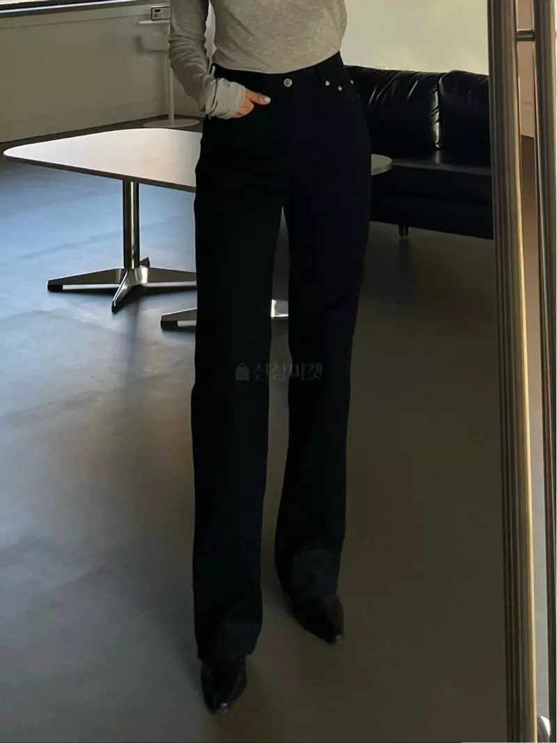 Acme - Korean Women Fashion - #womensfashion - P Corn Black Striaght Pants - 5