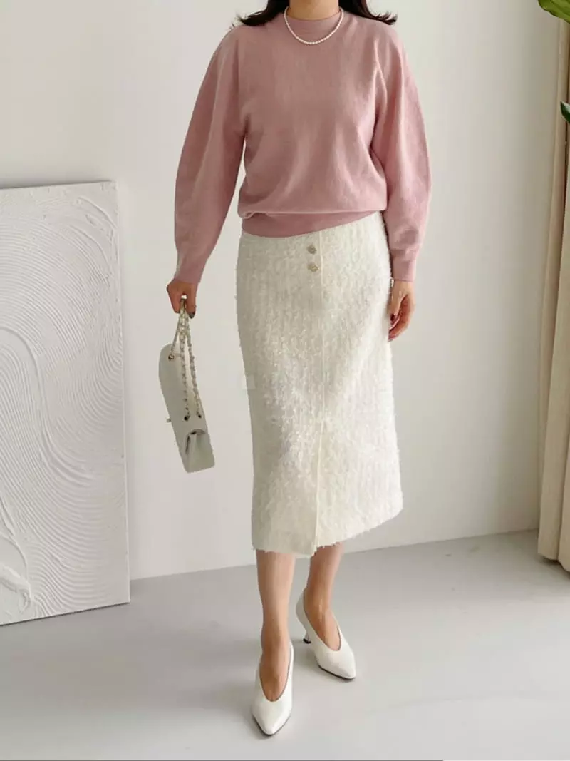 After Glow - Korean Women Fashion - #momslook - Whole Gament Round Knit Tee - 6