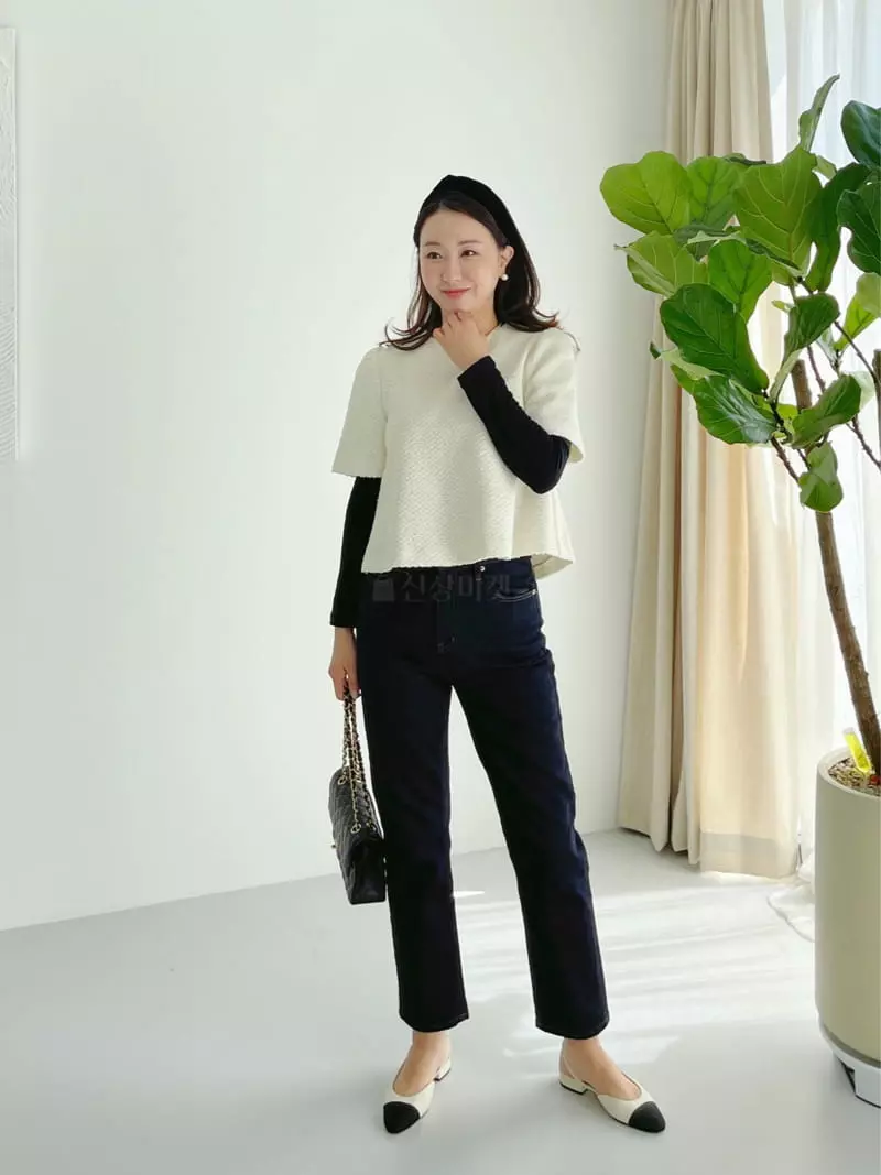 After Glow - Korean Women Fashion - #momslook - Twid Puff Blouse - 11