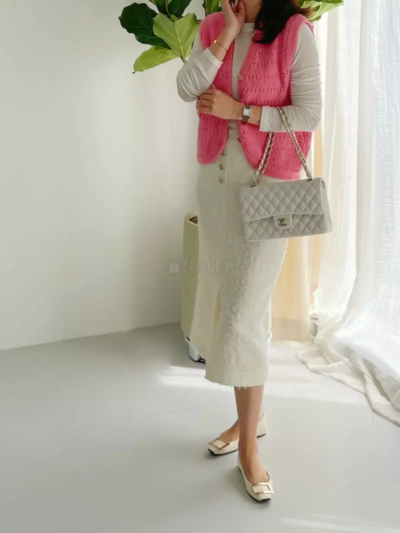 After Glow - Korean Women Fashion - #momslook - Twid Knit Vest - 11