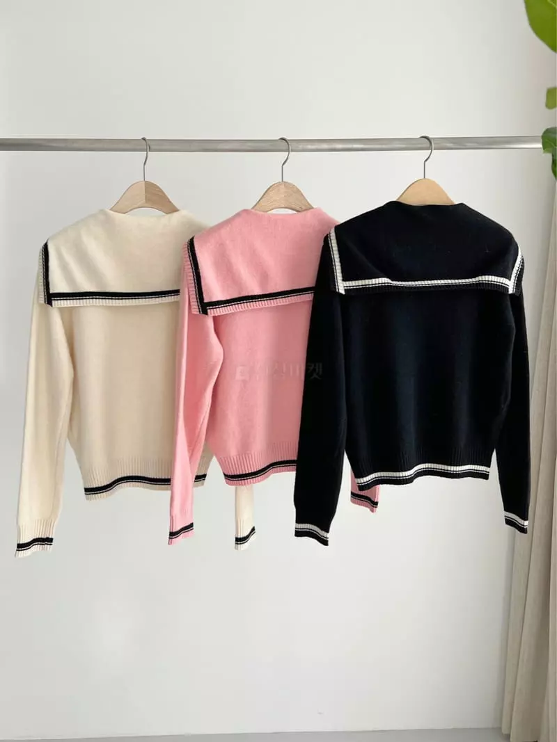 After Glow - Korean Women Fashion - #momslook - Cash Sailor Knit Tee