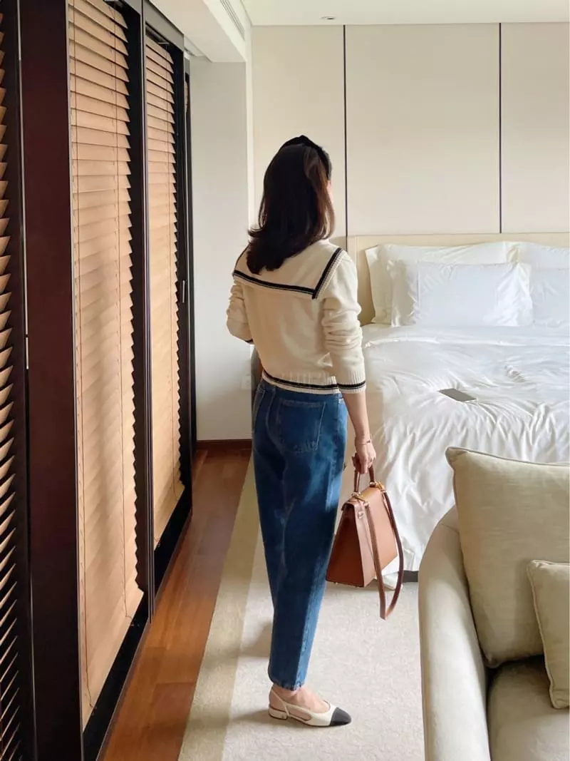 After Glow - Korean Women Fashion - #momslook - Cash Sailor Knit Tee - 7
