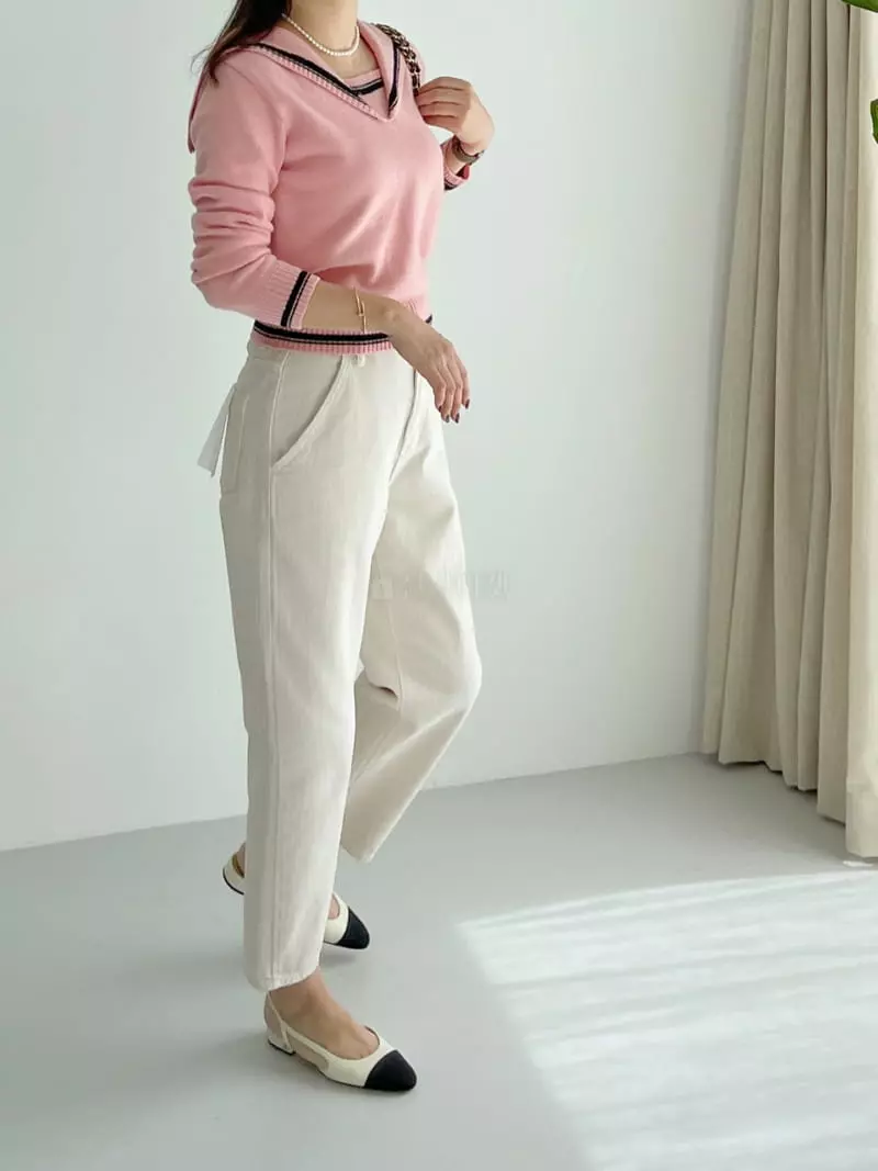 After Glow - Korean Women Fashion - #momslook - Cash Sailor Knit Tee - 9