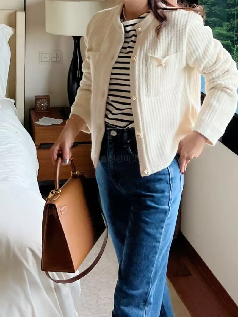 After Glow - Korean Women Fashion - #momslook - Sha Check Cardigan - 3