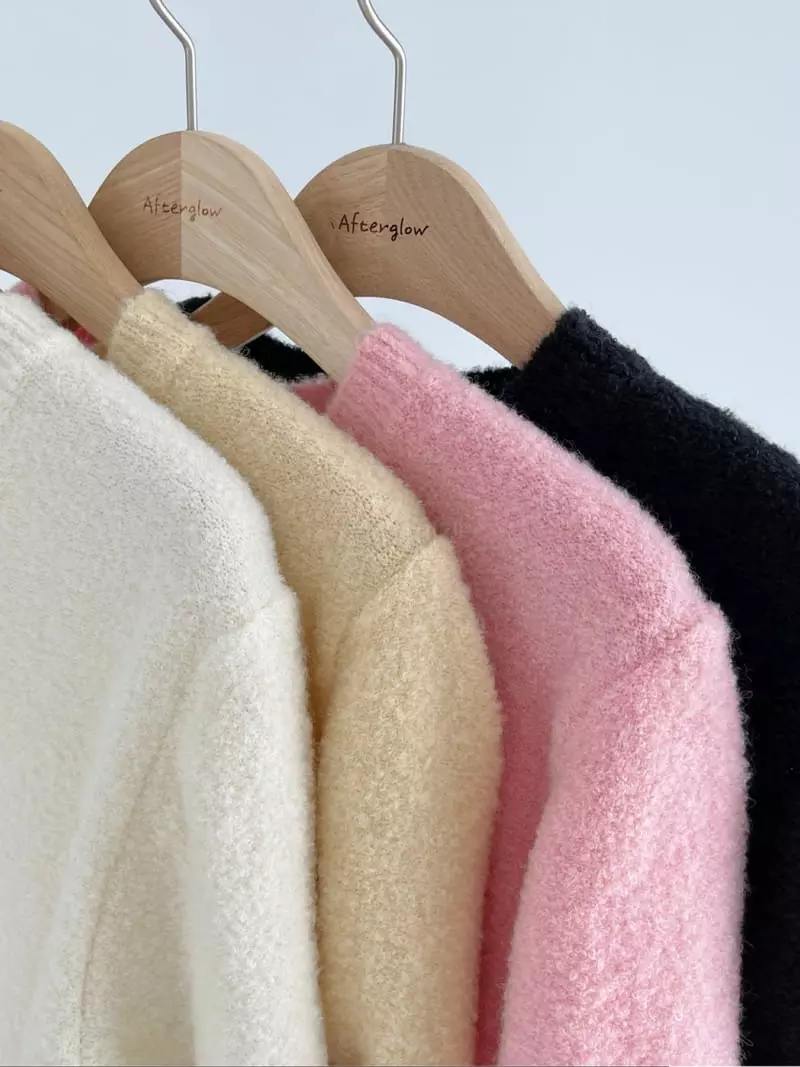 After Glow - Korean Women Fashion - #momslook - Bookle Round Knit Tee - 2