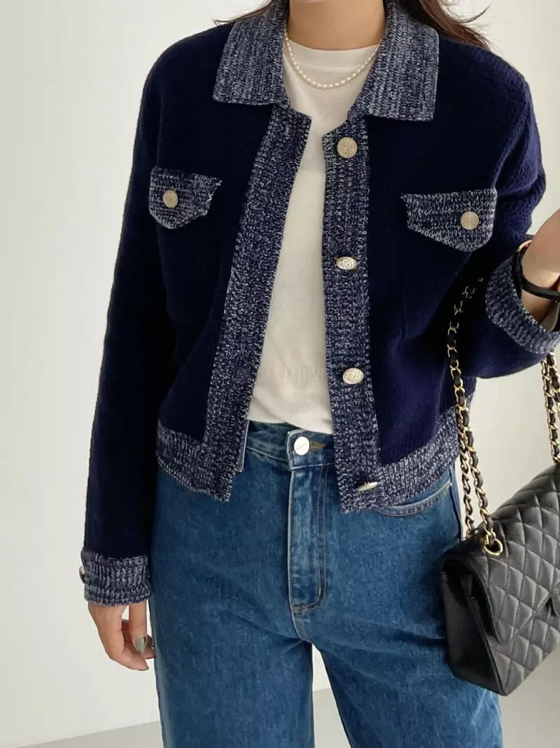 After Glow - Korean Women Fashion - #momslook - Denim Knit Cardigan - 12