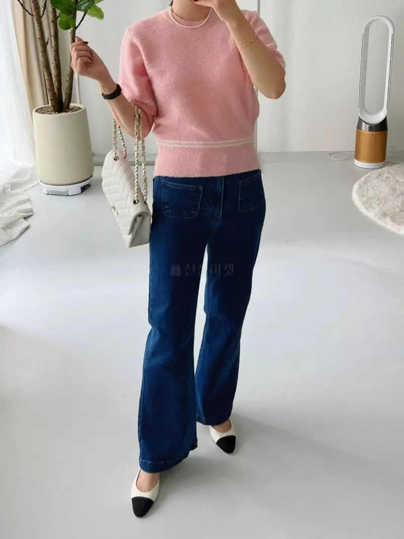 After Glow - Korean Women Fashion - #restrostyle - Bookle Round Knit Tee - 8