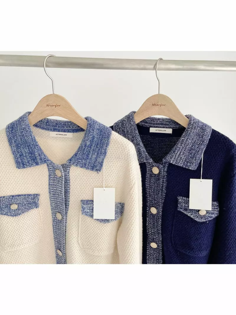 After Glow - Korean Women Fashion - #vintagekidsstyle - Denim Knit Cardigan