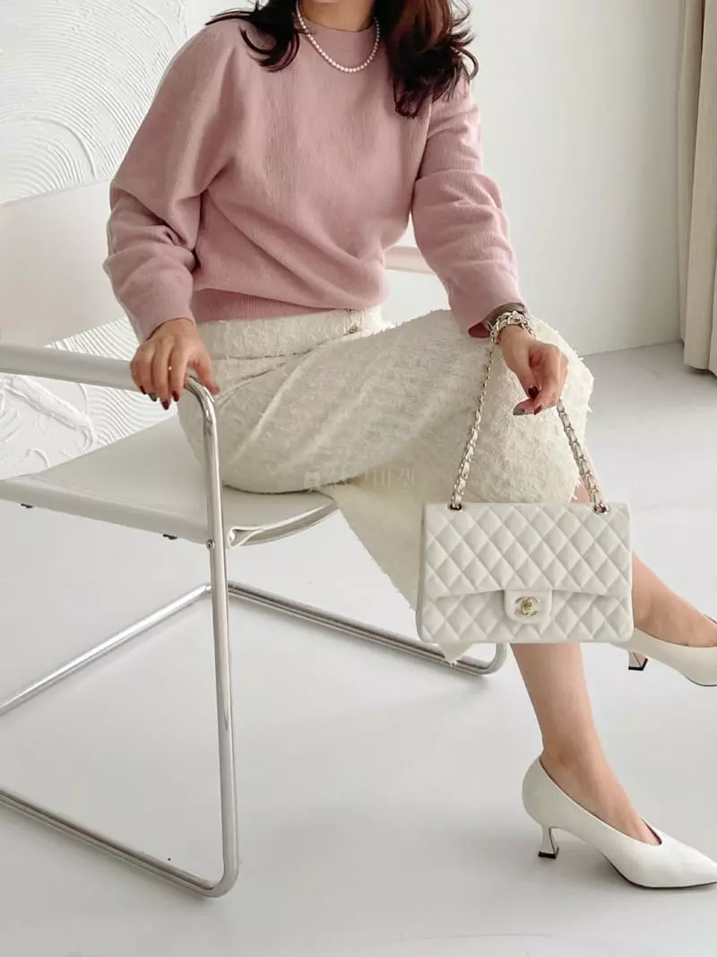 After Glow - Korean Women Fashion - #womensfashion - Whole Gament Round Knit Tee - 3