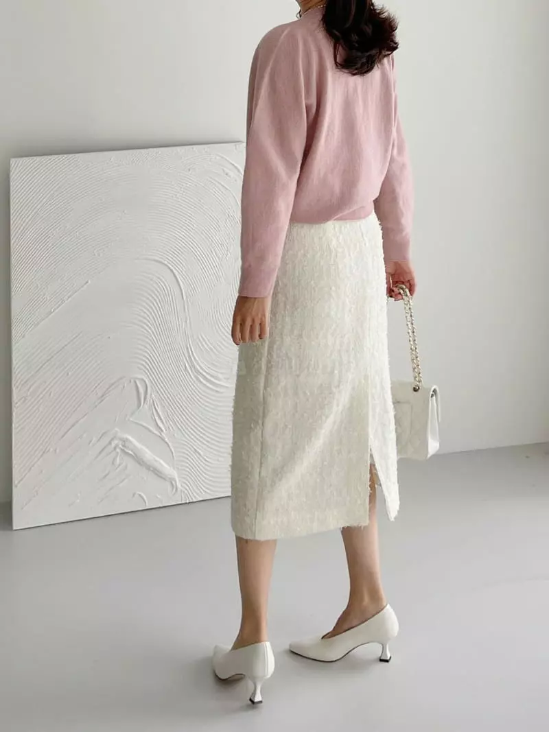 After Glow - Korean Women Fashion - #womensfashion - Whole Gament Round Knit Tee - 5