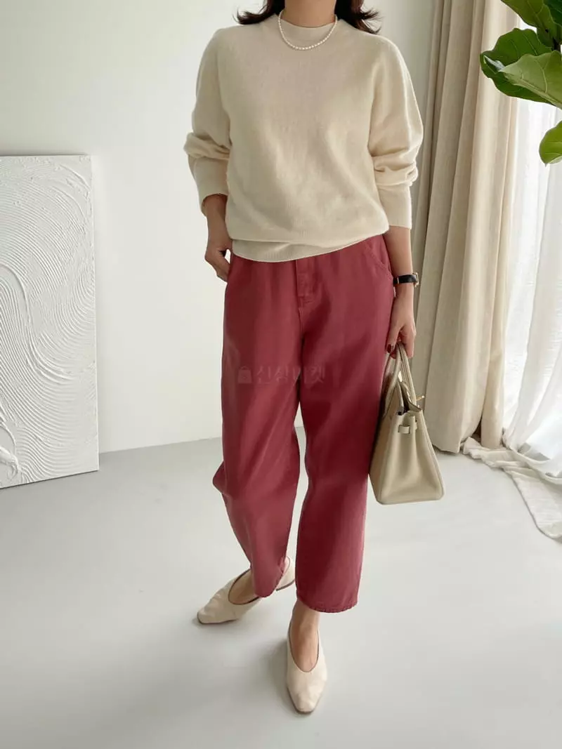 After Glow - Korean Women Fashion - #womensfashion - Whole Gament Round Knit Tee - 7